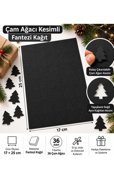 Hazır Kesim Kağıt Çam Ağacı Desen 36 Adet Siyah Fantezi Kağıt Süs, Hediye Paketleme, Dekorasyon Ve Hobi Hazır Kesim Kağıt Çam Ağacı Desen 36 Adet Siyah Fantezi Kağıt Süs, Hediye Paketleme, Dekorasyon Ve Hobi