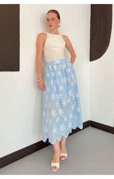 Verymoda Nakışlı Etek D2914 Mavi Verymoda Nakışlı Etek D2914 Mavi