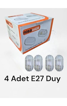 Nisa Luce Oval Şeffaf Kafesli Antigron Armatür E27 4 Adet Beyaz