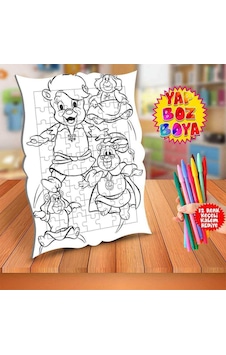 Uçan Sevimli Dostlar Eğitici Boyama Puzzle Tablo Çocuk-407