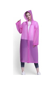 Girift Vintage Unisex Pembe Eva Kumaş Kapüşonlu Rüzgar Ve Suya Dayanıklı Yağmurluk