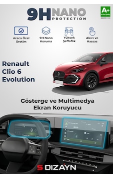 S-dizayn Renault Clio 6 Evolution 9h Gösterge Ve Multimedya Ekran Koruyucu 2026 Üzeri A+ Kalite