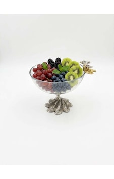Gümüş Ayaklı Dekoratif Cam Sunum Kasesi 19 Cm Gümüş Ayaklı Dekoratif Cam Sunum Kasesi 19 Cm