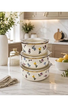 Acar Petit Fleur Collection Emaye 3lü Saklama Kabı Xap-10439 Çok Renkli Acar Petit Fleur Collection Emaye 3lü Saklama Kabı Xap-10439 Çok Renkli