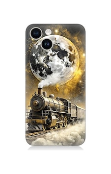 Apple Uyumlu iPhone 14 Ay Ve Tren Desenli Silikon Kılıf Silikon Apple Uyumlu iPhone 14 Ay Ve Tren Desenli Silikon Kılıf Silikon