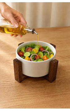 Ahşap Standlı Bowl Kase Çerezlik Sunumluk Salata Tabağı Sosluk Tek Kişilik Salata Kasesi 12 Cm