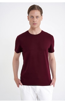 Efor Comfort Fit Bisiklet Yaka %97 Esnek Pamuklu Bordo Tişört Ts 885