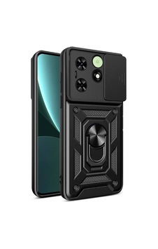 Zore Tecno Spark 20 Kılıf Magnetik Standlı Kamera Korumalı Ogaa Sürgülü Vega Kapak - Siyah