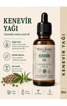 Minia Bahçe Kenevir Tohumu Yağı Soğuk Sıkım Sabit Yağ 30 ML