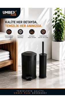 Vintage Siyah Set Amortisörlü Yavaş Kapanır Çöp Kovası Fırca 5 Lt Vintage Siyah Set Amortisörlü Yavaş Kapanır Çöp Kovası Fırca 5 Lt