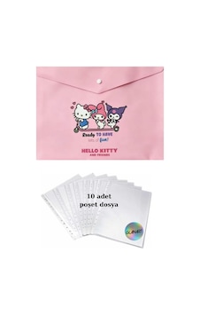 A4 Boy Çıt Çıt Ödev Dosyası +10' Lu Poşet Dosya Kitty Pembe A4 Boy Çıt Çıt Ödev Dosyası +10' Lu Poşet Dosya Kitty Pembe