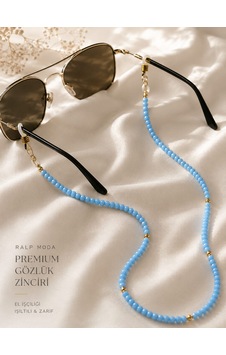 Kristal Ve Dorika Boncuk Gözlük Zinciri Açık Mavi Kristal Ve Dorika Boncuk Gözlük Zinciri Açık Mavi