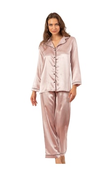 Ahu Biyeli Uzun Kol Saten Önden Düğmeli Pijama Takımı Pudra 7647 Pudra Ahu Biyeli Uzun Kol Saten Önden Düğmeli Pijama Takımı Pudra 7647 Pudra