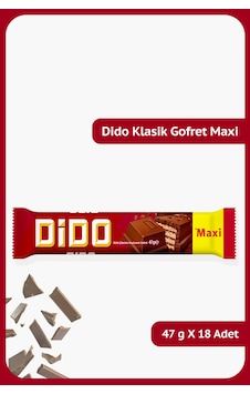 Dido Klasik Maxi - Sütlü Çikolata Kaplamalı Gofret - 47 Gram - 18 Adet Dido Klasik Maxi - Sütlü Çikolata Kaplamalı Gofret - 47 Gram - 18 Adet