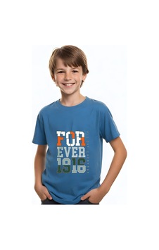 Panios Kids Unisexs Çocuk Baskılı Kısa Kollu T-shirt Mavi Panios Kids Unisexs Çocuk Baskılı Kısa Kollu T-shirt Mavi