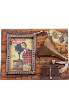 Adipa Ta Dekoratif Metal Çerçeve Gramofon Dekorlu Vintage Hediyelik Adipa Ta Dekoratif Metal Çerçeve Gramofon Dekorlu Vintage Hediyelik