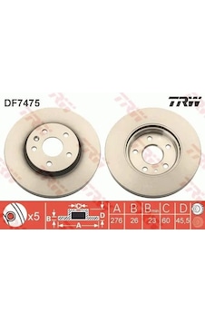 Opel Astra J Fren Diski On 2010-2020 Trw Df7475 2adettir Opel Astra J Fren Diski On 2010-2020 Trw Df7475 2adettir