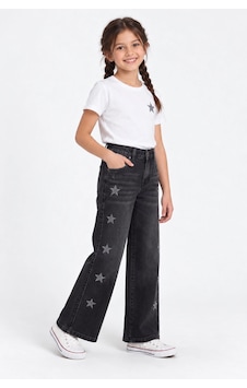Rony Pony Kids Kız Çocuk Yıldız Nakışlı Füme Jean Pantolon Bol Paça Yüksek Bel Kot Rony Pony Kids Kız Çocuk Yıldız Nakışlı Füme Jean Pantolon Bol Paça Yüksek Bel Kot