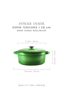 Voeux 28 Cm Derin Tencere - Yeşil Voeux 28 Cm Derin Tencere - Yeşil