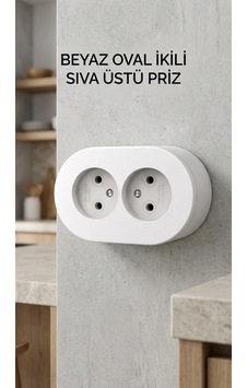 Beyaz Çift Girişli Topraklı Sıva Üstü Elektrik Prizi, Tasarım Beyaz Çift Girişli Topraklı Sıva Üstü Elektrik Prizi, Tasarım
