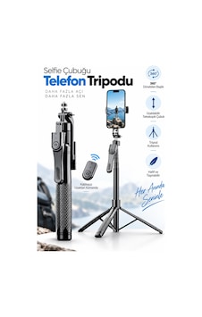 Blic K29 215 Cm Ultra Uzun Bluetooth Kumandalı Selfie Çubuğu Tripod Çift Telefon Tutuculu, Selfie Siyah Blic K29 215 Cm Ultra Uzun Bluetooth Kumandalı Selfie Çubuğu Tripod Çift Telefon Tutuculu, Selfie Siyah