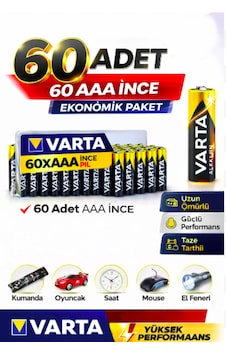 Aaa İnce Pil 60 Lı Ekonomik Paket Uzun Ömürlü Aaa İnce Pil 60 Lı Ekonomik Paket Uzun Ömürlü