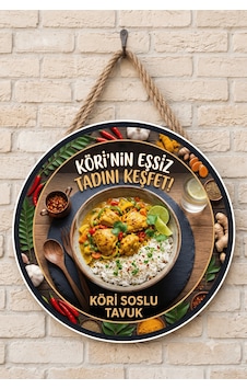 Köri Soslu Tavuk Temalı Restoranlar Cafeler Lokantalar İçin Ahşap Duvar Kapı Dekoratif Süs Tablo Köri Soslu Tavuk Temalı Restoranlar Cafeler Lokantalar İçin Ahşap Duvar Kapı Dekoratif Süs Tablo