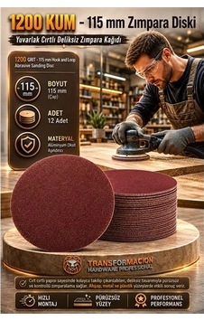 Znv Zenvia Mey İthalat 12 Adet 1200 Kum Yuvarlak Cırtlı Zımpara Diski 115 Mm Deliksiz Zımpara Kağıdı 723225 Zn