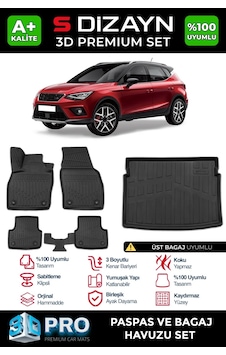 S-dizayn Seat Arona 3d Pro Havuzlu Paspas Ve Üst Bagaj Havuzu Seti 2'li Set 2017 Üzeri A+ Kalite