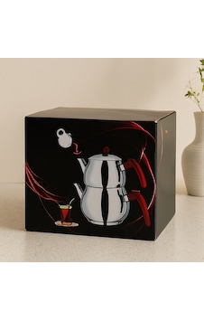 Paslanmaz Çelik Çaydanlık Seti 1l + 2l Küre Model Sarı