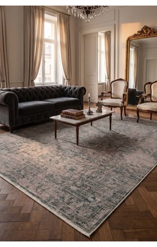 Dekorenti Otantik 2614 Yeşil Halı Eskitme Görünümlü Vintage Salon Halı Dekorenti Otantik 2614 Yeşil Halı Eskitme Görünümlü Vintage Salon Halı