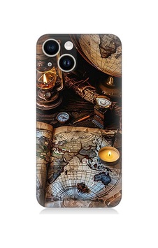 Apple Uyumlu iPhone 14 Harita Ve Pusula Desenli Silikon Kılıf Silikon Apple Uyumlu iPhone 14 Harita Ve Pusula Desenli Silikon Kılıf Silikon