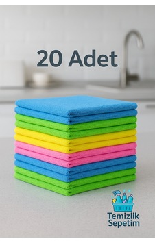 Mikrofiber Temizlik Bezi - 20 Adet - 40x40 Cm Yüksek Emicilik Renkli Çok Amaçlı Bez Diğer