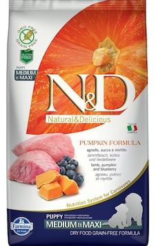 N&D Puppy Tahılsız Kuzu Etli Bal Kabaklı & Yaban Mersinli Orta ve Büyük Irk Yavru Köpek Maması 2.5 KG N&D Puppy Tahılsız Kuzu Etli Bal Kabaklı & Yaban Mersinli Orta ve Büyük Irk Yavru Köpek Maması 2.5 KG