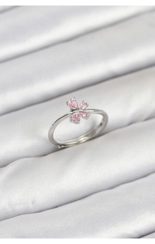 Pirinç Gümüş Renk Pembe Kelebek Kadın Yüzük Altın Pirinç Gümüş Renk Pembe Kelebek Kadın Yüzük Altın