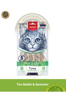 Wanpy Skin Coat Ton Balığı-somon Kedi Krema Ödülü 5x14gr Wanpy Skin Coat Ton Balığı-somon Kedi Krema Ödülü 5x14gr