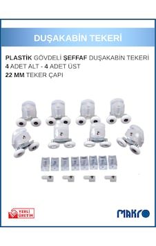 Duşakabin Tekerleği 8'li Cam Kabin Tekeri Rulman Şeffaf Plastik Gövdeli Bilyalı Çift Tekerlekli Beyaz - Şeffaf Duşakabin Tekerleği 8'li Cam Kabin Tekeri Rulman Şeffaf Plastik Gövdeli Bilyalı Çift Tekerlekli Beyaz - Şeffaf