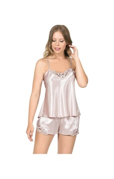 Bi Cool Pudra Saten Babydoll Şort Takımı Pudra Bi Cool Pudra Saten Babydoll Şort Takımı Pudra