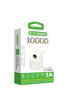 Yk Design Yk-pb5036 10000 Mah 22.5w Lcd Göstergeli Powerbank Beyaz Yk Design Yk-pb5036 10000 Mah 22.5w Lcd Göstergeli Powerbank Beyaz