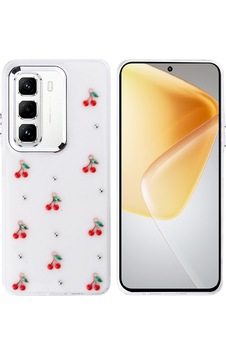 İnfinix Hot 50 Pro 4g Uyumlu Kılıf Airbag Tasarımlı Simli Şeffaf Zore Kutup Kapak - Kiraz Kiraz