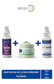 Begısun 3'lü Kişisel Bakım Seti - Diş Beyazlatma Jeli 50 Ml + Yüz Maskesi 100 Ml + Spf 50+ Güneş Kremi 50 Ml