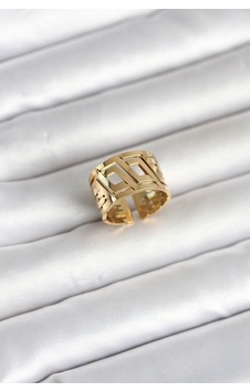 316l Çelik Gold Renk Geometrik Model Kadın Yüzük - Çok Renkli 316l Çelik Gold Renk Geometrik Model Kadın Yüzük - Çok Renkli