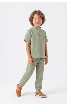 Mnk Baby & Kids Pamuklu Müslin Kumaş Yazlık Uzun Pantolon Kısa Kol Rahat Takım M00842 Yeşil Mnk Baby & Kids Pamuklu Müslin Kumaş Yazlık Uzun Pantolon Kısa Kol Rahat Takım M00842 Yeşil