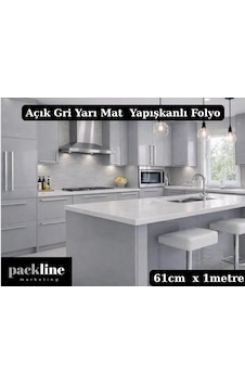 Packline Marketing Yarı Mat Açık Gri Yapışkanlı Folyo Mutfak Dolap Ve Mobilya Kaplama Folyosu 61cmx1m 071 - Mat Gri Packline Marketing Yarı Mat Açık Gri Yapışkanlı Folyo Mutfak Dolap Ve Mobilya Kaplama Folyosu 61cmx1m 071 - Mat Gri