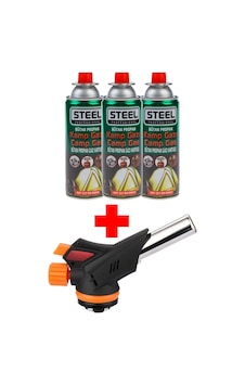 Steel Kamp Ocak Gazı Pürmüz 400ml 3 Adet + Bhd 424 Pürmüz Başlığı Steel Kamp Ocak Gazı Pürmüz 400ml 3 Adet + Bhd 424 Pürmüz Başlığı