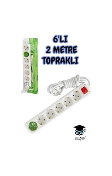 Grup Priz Topraklı 6'lı 2 Metre Anahtarlı Uzatma Kablosu Diğer
