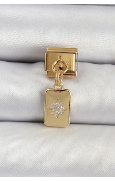 316l Çelik Sallantılı Zirkon Taşlı Kutup Yıldızı Figürlü Dikdörtgen Model Gold Renk Nomination Charm Standart 316l Çelik Sallantılı Zirkon Taşlı Kutup Yıldızı Figürlü Dikdörtgen Model Gold Renk Nomination Charm Standart