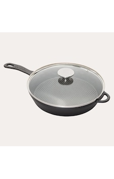 Sürel Döküm 28 Cm Yuvarlak Cam Kapaklı Tava Mat Siyah Sürel Döküm 28 Cm Yuvarlak Cam Kapaklı Tava Mat Siyah