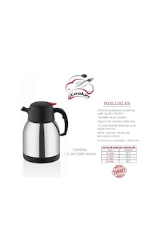 Cooker 1.5 Litre Lt Paslanmaz Inox Çelik Çay Termosu Ckr2004 Cooker 1.5 Litre Lt Paslanmaz Inox Çelik Çay Termosu Ckr2004