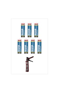 Soudal Silikonize Akrilik Mastik Beyaz 500gr 7 Adet+1 Adet Tabanca